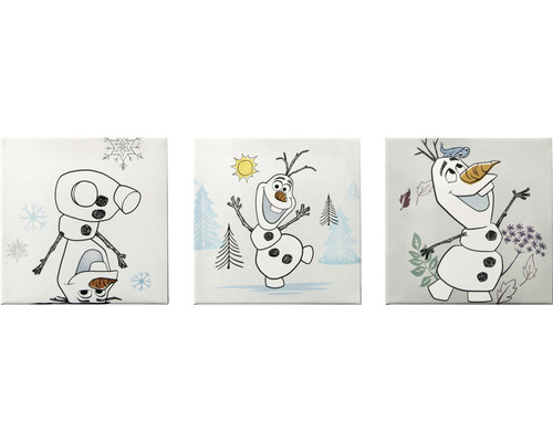 Tableau sur toile Disney Happy Olaf set de 3 3x 30x30 cm