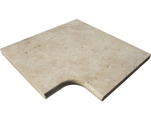 Bordure de piscine margelle FLAIRSTONE Roma pièce d'angle 90° beige intérieur arrondi 48x35 / 48x35 x 3 cm