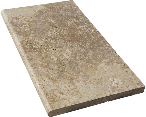 Margelle bordure de piscine FLAIRSTONE Napoli élément droit marron 1 côté long arrondi 61 x 35 x 3 cm