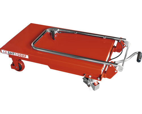 Roter Werkstattwagen mit Hebefunktion