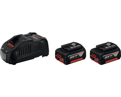 Kit de démarrage Bosch 18 V, 2x 5,0 Ah batterie GBA Li + chargeur GAL 1880 CV Chargeur de batterie Bosch avec deux batteries 18 volts