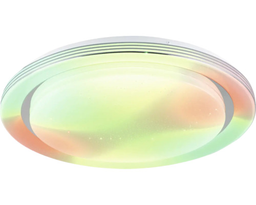 LED Leuchte dimmbar 40W 2800 lm 2700- 6500 K Ø 45 cm SpacyColor rahmenlos chrom/weiß + Fernbedienung + RGB + Sternenhimmel