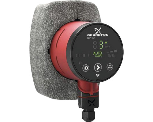 Pompe à rotor noyé haute efficacité Grundfos ALPHA2 25-40 130 mm 1 1/2" 99261701 Pompe de chauffage Grundfos Alpha2 avec isolation thermique