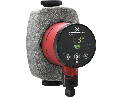 Pompe à rotor noyé haute efficacité Grundfos ALPHA2 25-80 180 mm 1 1/2" 99261732 Grundfos Alpha2 circulateur avec isolation