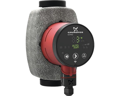 Pompe à rotor noyé haute efficacité Grundfos ALPHA2 32-80 180 mm 2" 99261738 Grundfos ALPHA2 Pompe à haute efficacité avec isolation