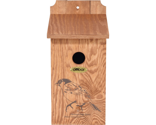 Nistkasten aus Holz mit Vogelmotiv