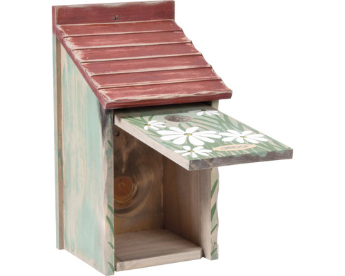 Dekoratives Vogelhaus aus Holz mit Gänseblümchenmuster