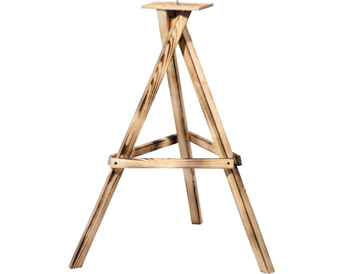 Holzständer mit drei Beinen und quadratischer Ablagefläche