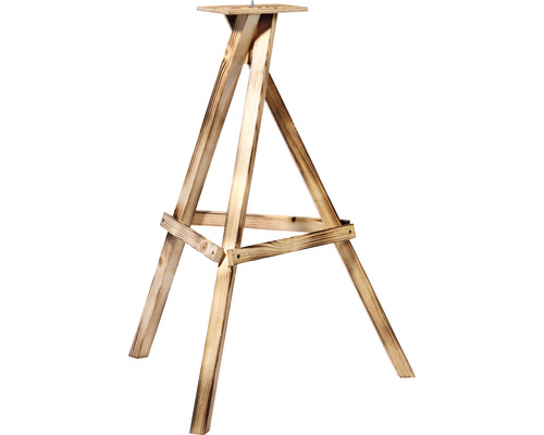Support en bois avec trois pieds et plaque carrée