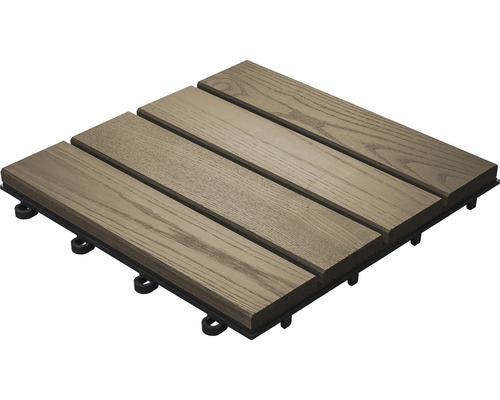 Terrassenfliese aus Holzverbundwerkstoff mit Kunststoffunterkonstruktion