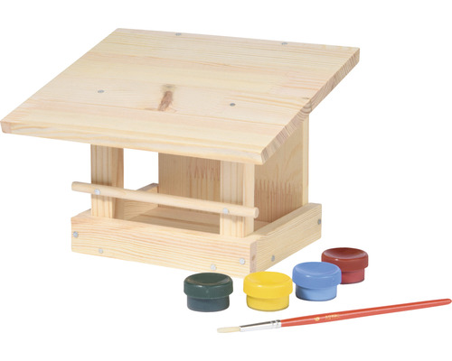 Nichoir en bois à décorer soi-même avec des peintures et un pinceau