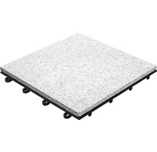 Quadratische Terrassenfliese aus Stein mit Kunststoffunterkonstruktion