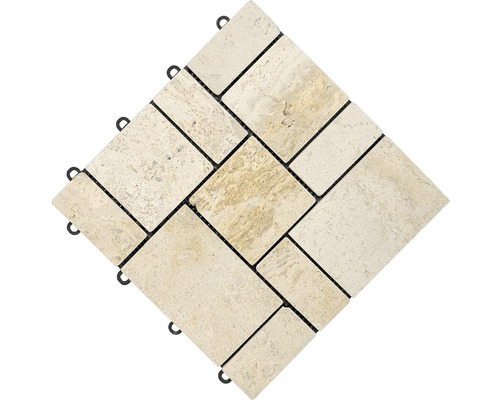 Échantillon de dalle à clipser en pierre véritable florco® Stone Travertine Roma 30 x 30 cm