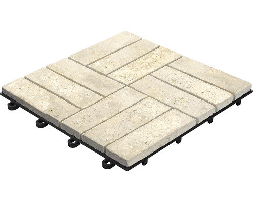 Dalle composite avec aspect pierre et sous-construction en plastique