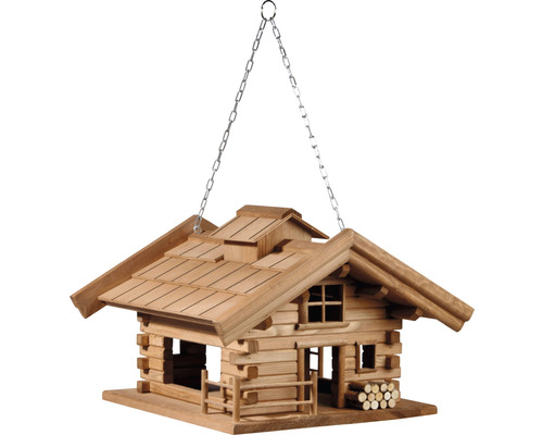 Vogelfutterhaus dobar Appenzell zum Hängen 37 x 37 x 26 cm Vogelhaus im Chaletstil mit Kette zum Aufhängen