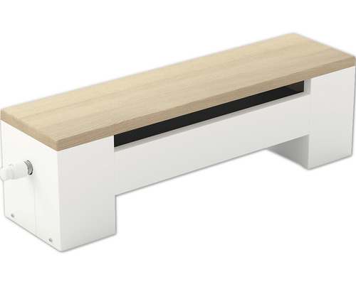 Convecteur sous forme de banc radiateur H 300 x L 1000 x p 265 mm blanc avec panneau en bois de hêtre