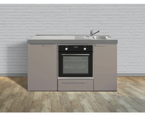 Stengel-Küchen Singleküche mit Geräten Kitchenline 150 cm sand matt montiert Variante rechts