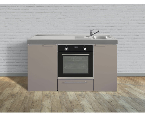 Cuisine de célibataire équipée Stengel-Küchen Kitchenline 150 cm façade sable mate, corps blanc variante à droite