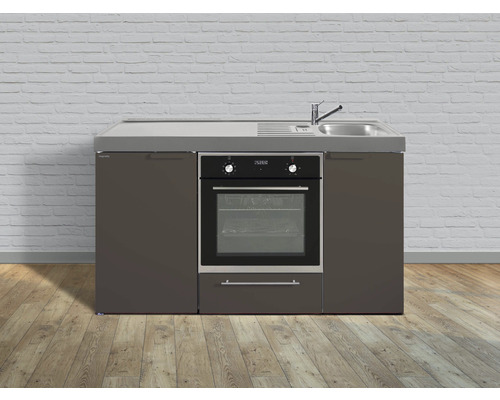 Cuisines Stengel kitchenette avec appareils Kitchenline 150 cm moka métallique mat prémontée variante droite