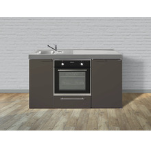 Stengel-Küchen Singleküche mit Geräten Kitchenline 150,0 cm mokka metallic matt vormontiert Variante links 1115000606114