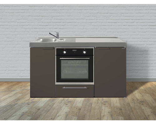 Stengel-Küchen Singleküche mit Geräten Kitchenline 150 cm mokka metallic matt montiert Variante links