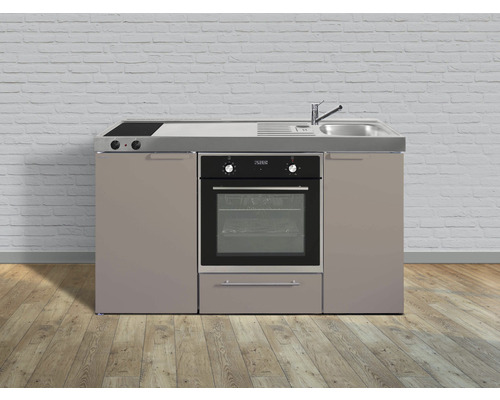 Stengel-Küchen Singleküche mit Geräten Kitchenline 150 cm sand matt montiert Variante rechts