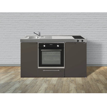 Stengel-Küchen Singleküche mit Geräten Kitchenline 150,0 cm mokka metallic matt vormontiert Variante links 1115000604114