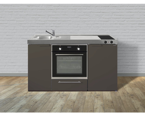 Cuisines Stengel kitchenette avec appareils Kitchenline 150 cm moka métallique mat prémontée variante gauche