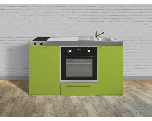 Cuisines Stengel kitchenette avec appareils Kitchenline 150 cm vert brillant prémontée variante droite