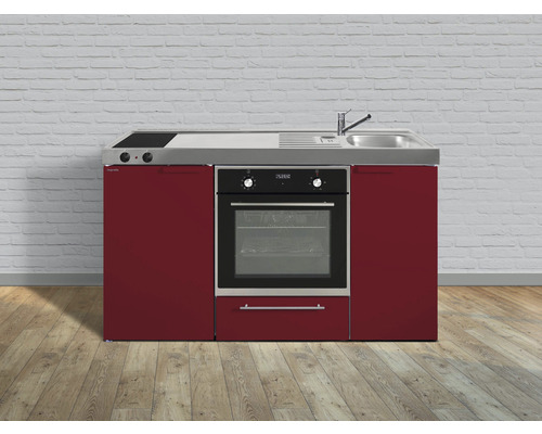 Stengel-Küchen Singleküche mit Geräten Kitchenline 150 cm rot glänzend vormontiert Variante rechts