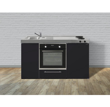 Stengel-Küchen Singleküche mit Geräten Kitchenline 150,0 cm schwarz matt vormontiert Variante links 1115000602112