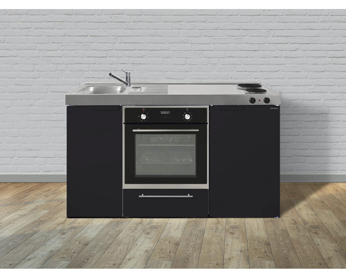 Cuisines Stengel kitchenette avec appareils Kitchenline 150 cm noir mat prémontée variante gauche