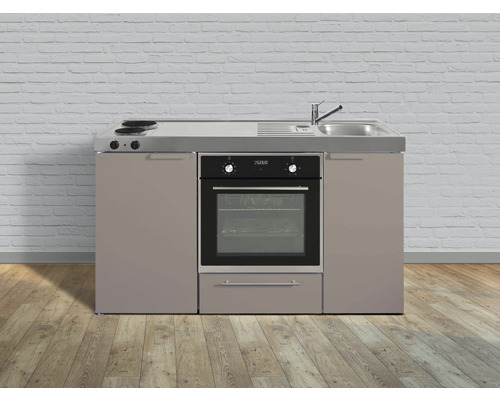 Stengel-Küchen Singleküche mit Geräten Kitchenline 150 cm sand matt montiert Variante rechts