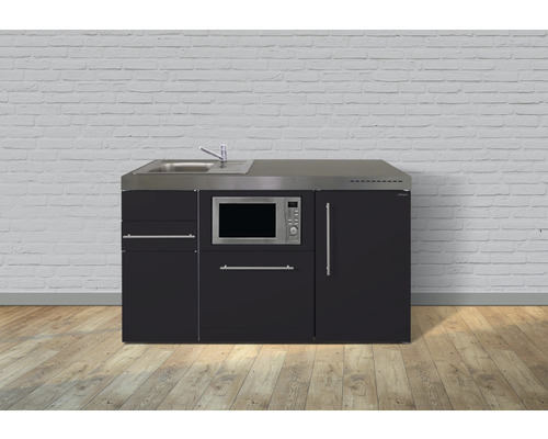 Stengel-Küchen Miniküche mit Geräten Premiumline 150 cm schwarz matt montiert Variante links