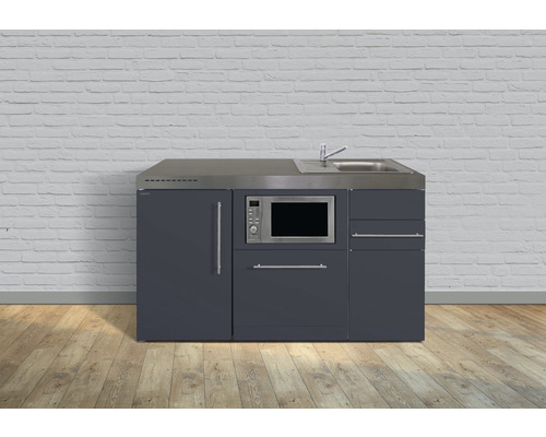 Stengel-Küchen Miniküche mit Geräten Premiumline 150 cm grau matt montiert Variante rechts