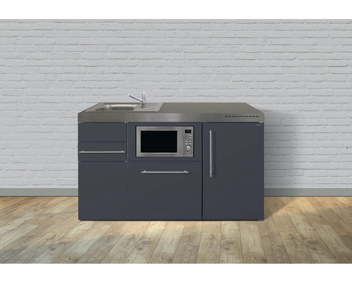 Stengel-Küchen Miniküche mit Geräten Premiumline 150 cm grau matt montiert Variante links