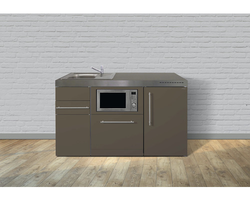 Stengel-Küchen Miniküche mit Geräten Premiumline 150 cm mokka metallic matt montiert Variante links