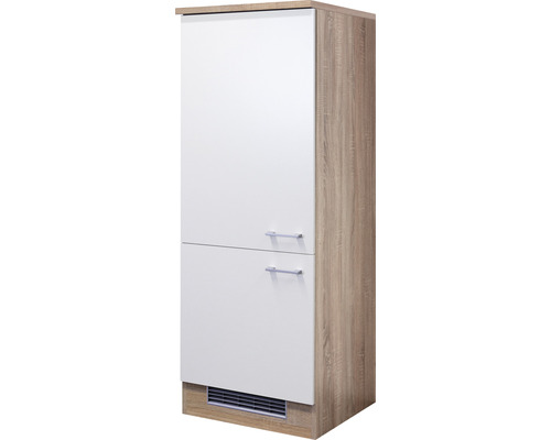Meuble pour réfrigérateur encastrable 88 Flex Well Samoa 60 x 60 x 161 cm façade blanc mat corps chêne sonoma butée réversible
