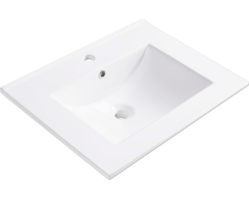 Vasque pour meuble Differnz Legs 60 x 46 cm blanc brillant émaillé 36.011.60 Vasque en céramique avec trou pour robinet et trop-plein