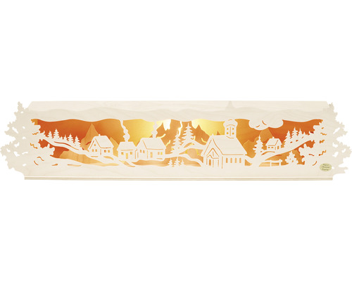Support rehaussant pour arc lumineux Saico paysage urbain couleur d'éclairage blanc chaud Arc lumineux avec motif de village d''hiver en bois