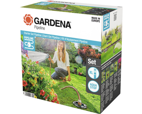 Kit de démarrage pipeline GARDENA pour arrosage de jardin Emballage du kit de démarrage Gardena Pipeline pour l''irrigation de jardin