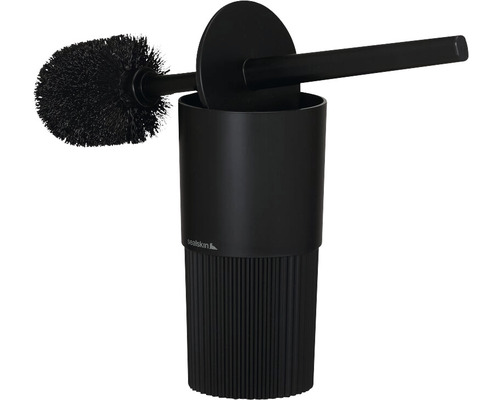 Schwarze WC-Bürste mit Halterung für die Wandmontage