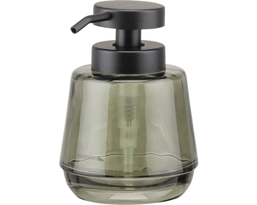 Seifenspender aus Glas mit schwarzem Pumpspender