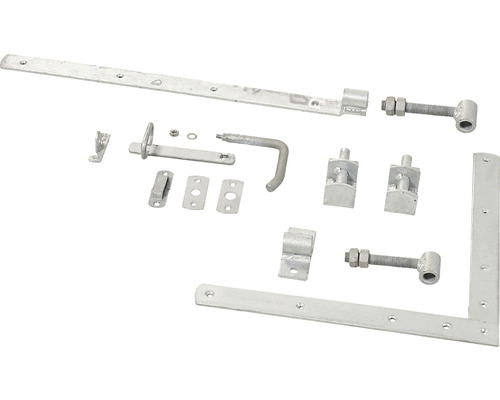 Ferrure de portail PLUS pour portail à un vantail, ajustable, galvanisé à chaud Quincaillerie pour portails et portes de jardin