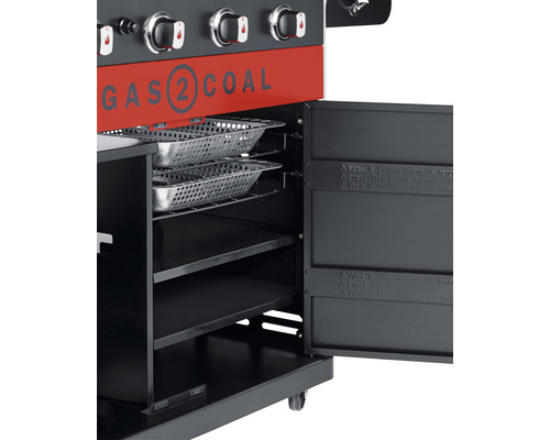 Gasgrill mit Stauraum und Grillkörben