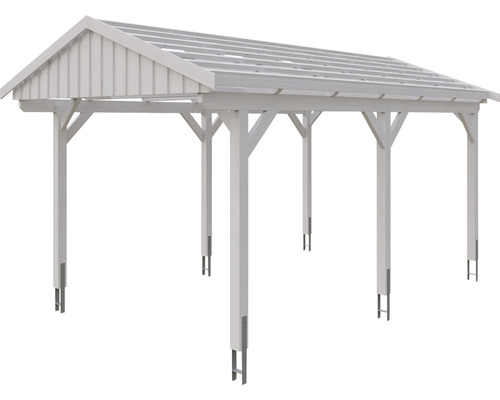 Carport en bois autoportant avec toit à deux pans