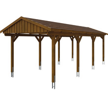 Carport simple SKAN Holz Fichtelberg 317 x 808 cm noyer