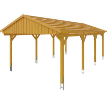 Carport simple SKAN Holz Fichtelberg 423 x 808 cm chêne clair