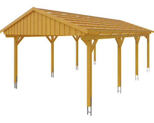 Carport en bois avec toit ouvert