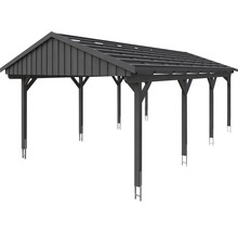 Abri en bois avec construction de toit en pente